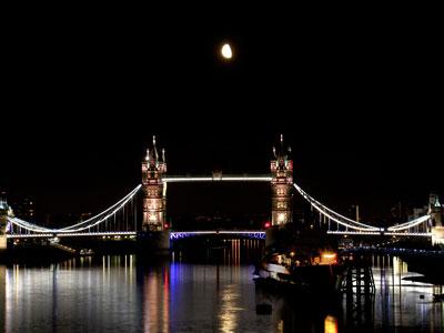 London Tower Bridge moon